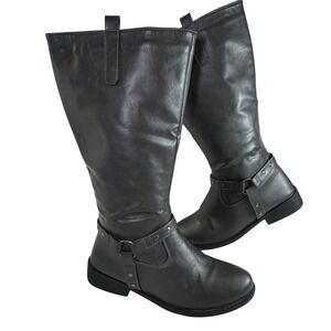 Wanted Women Dark Gray‎ Knee High Riding Boots with Buckle Detail Size 8.5